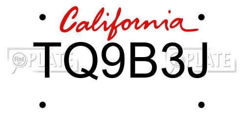 TQ9B3J California License Plate