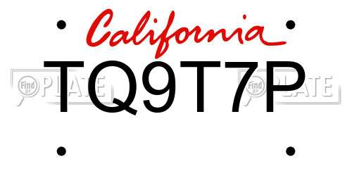 TQ9T7P California License Plate