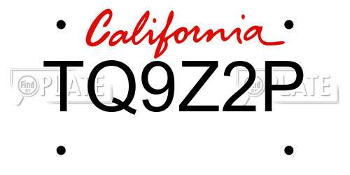 TQ9Z2P California License Plate