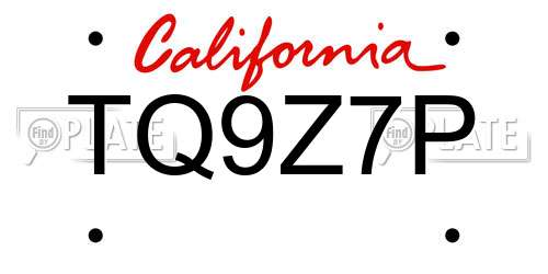 TQ9Z7P California License Plate