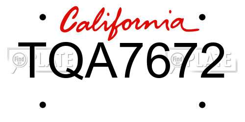 TQA7672 California License Plate