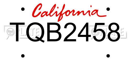 TQB2458 California License Plate