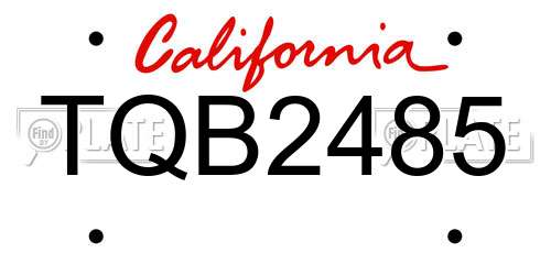 TQB2485 California License Plate