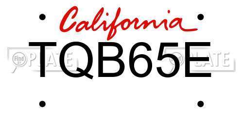 TQB65E California License Plate