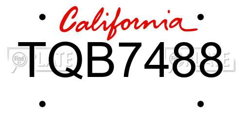 TQB7488 California License Plate