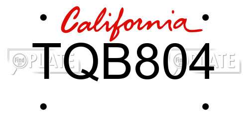TQB804 California License Plate
