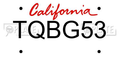 TQBG53 California License Plate