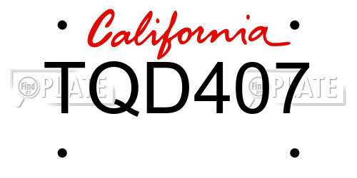 TQD407 California License Plate