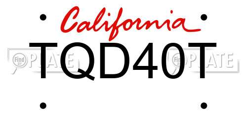 TQD40T California License Plate