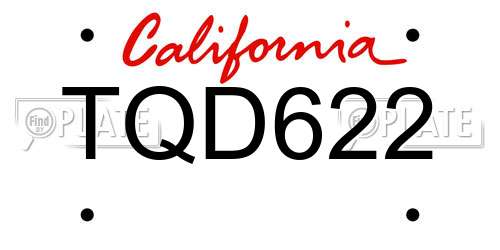 TQD622 California License Plate