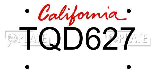 TQD627 California License Plate
