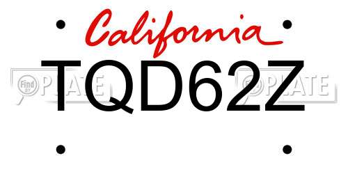 TQD62Z California License Plate
