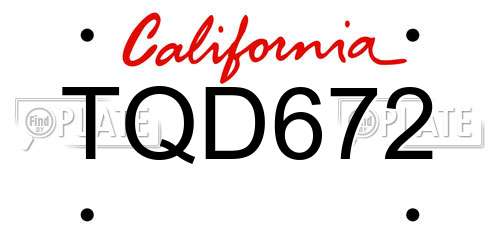 TQD672 California License Plate
