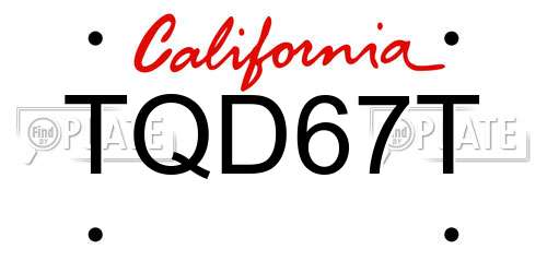 TQD67T California License Plate