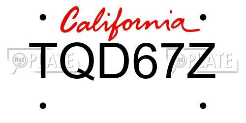 TQD67Z California License Plate