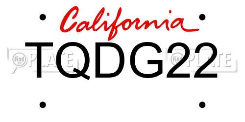 TQDG22 California License Plate