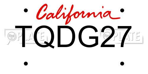 TQDG27 California License Plate