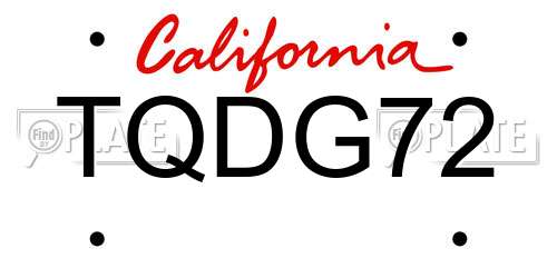 TQDG72 California License Plate