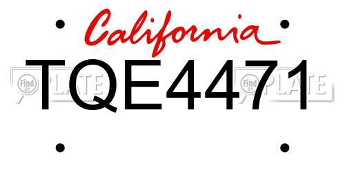 TQE4471 California License Plate