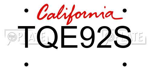 TQE92S California License Plate