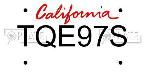 TQE97S California License Plate