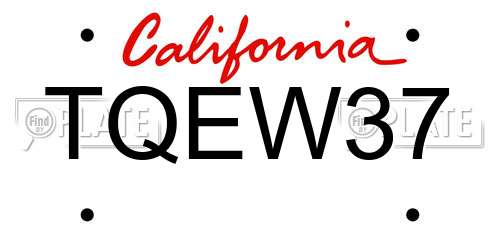 TQEW37 California License Plate