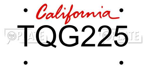 TQG225 California License Plate