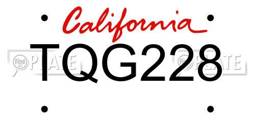 TQG228 California License Plate