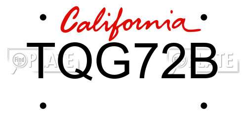 TQG72B California License Plate