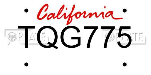 TQG775 California License Plate