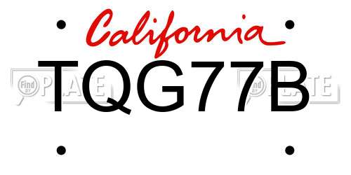 TQG77B California License Plate