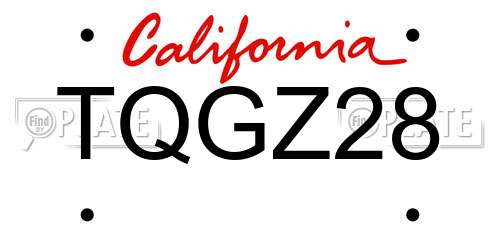 TQGZ28 California License Plate