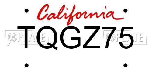 TQGZ75 California License Plate