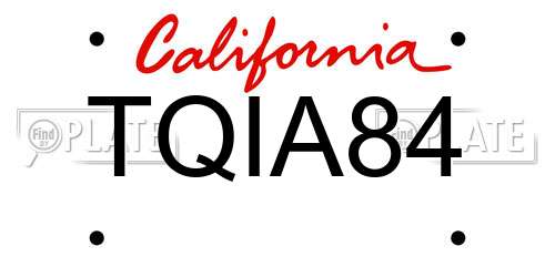 TQIA84 California License Plate