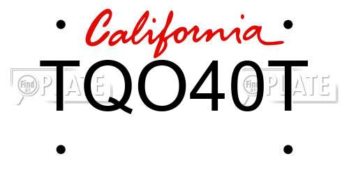 TQO40T California License Plate