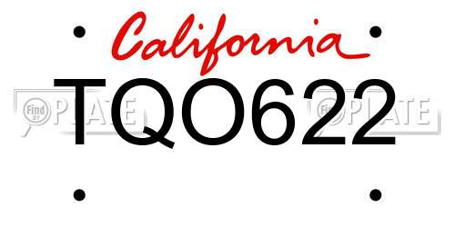 TQO622 California License Plate