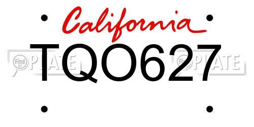TQO627 California License Plate