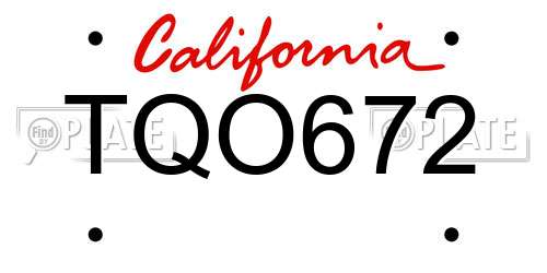 TQO672 California License Plate