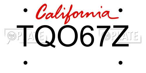 TQO67Z California License Plate