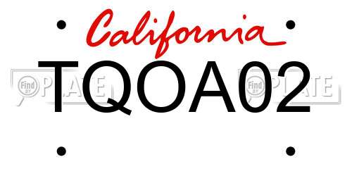 TQOA02 California License Plate