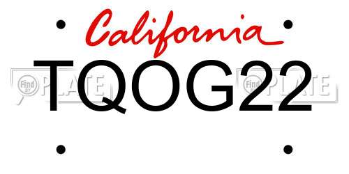 TQOG22 California License Plate
