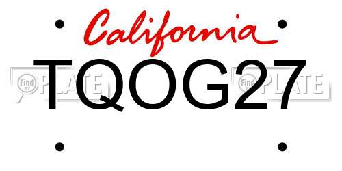TQOG27 California License Plate