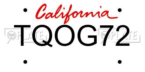 TQOG72 California License Plate