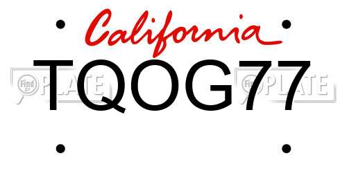 TQOG77 California License Plate