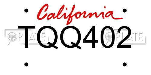 TQQ402 California License Plate