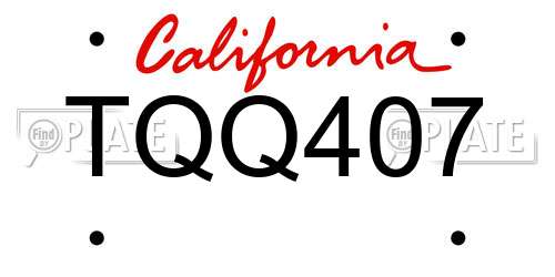 TQQ407 California License Plate