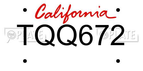 TQQ672 California License Plate