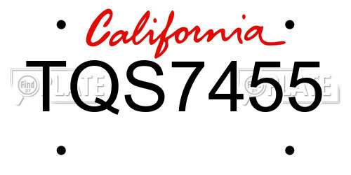 TQS7455 California License Plate