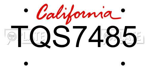 TQS7485 California License Plate