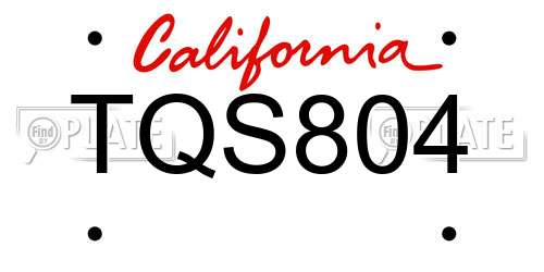 TQS804 California License Plate